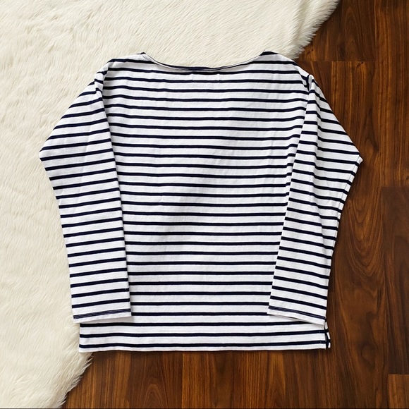 Everlane The Heavyweight Tee Boatneck in Navy Striped - Picture 3 of 7